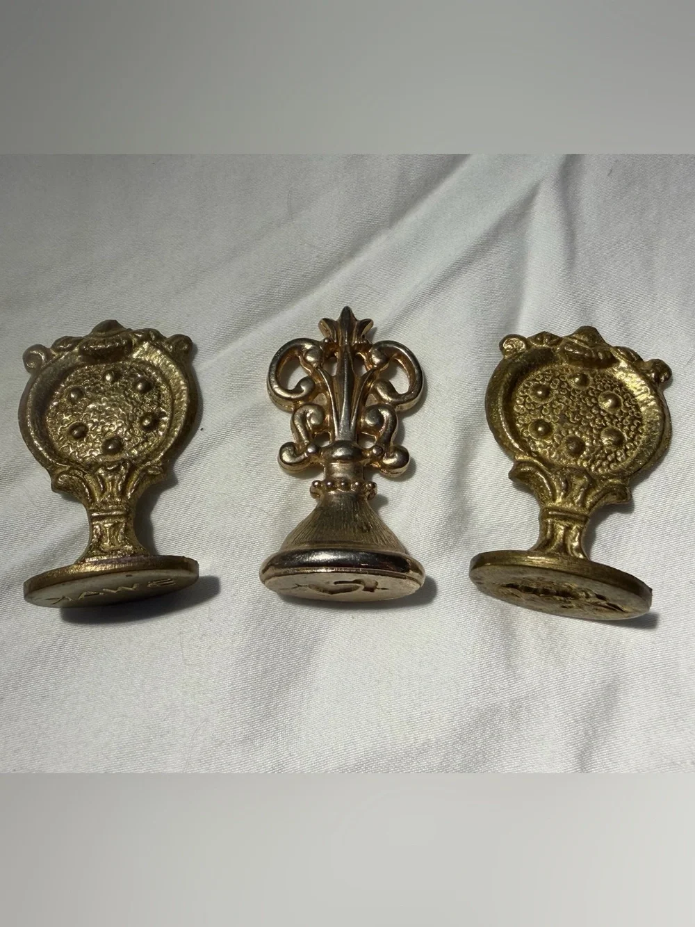 Vintage Italian Brass Wax Seal Stamps SWAK Hearts Turtle Walkdens Wax 1960s